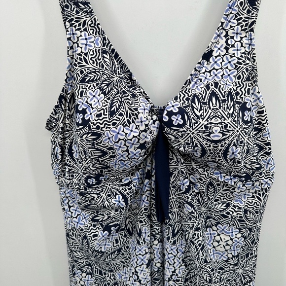 Swimsuits for all blue floral plus size beach swim vacation skirted swimsuit 16 - Picture 3 of 12